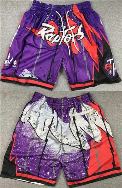 Men%27s Toronto Raptors Purple Red Mitchell&Ness Shorts (Run Small)->boston celtics->NBA Jersey